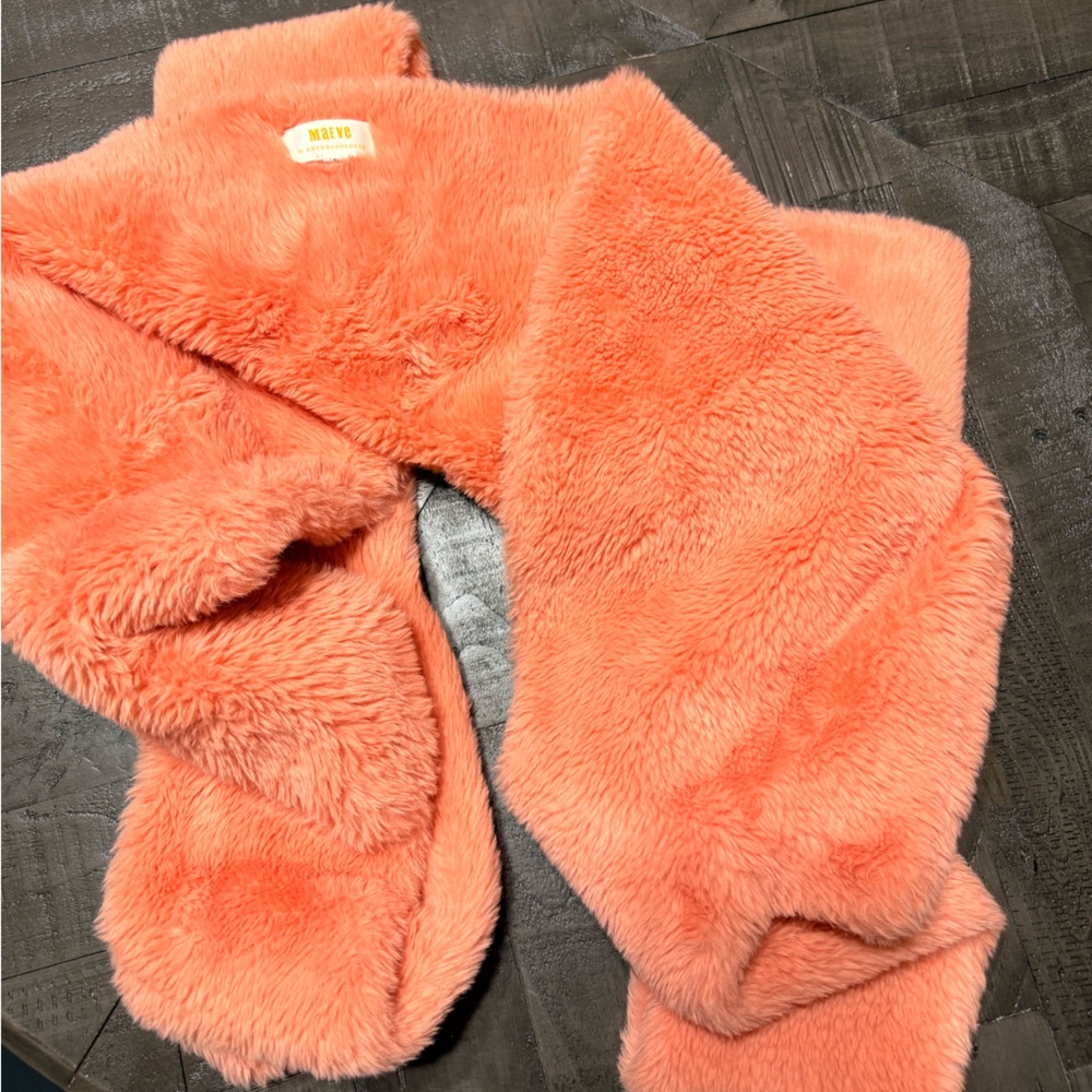 Maeve Anthropologie Coral Faux Fur Scarf